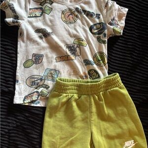 Nike Logo Tee and Lime Green Shorts